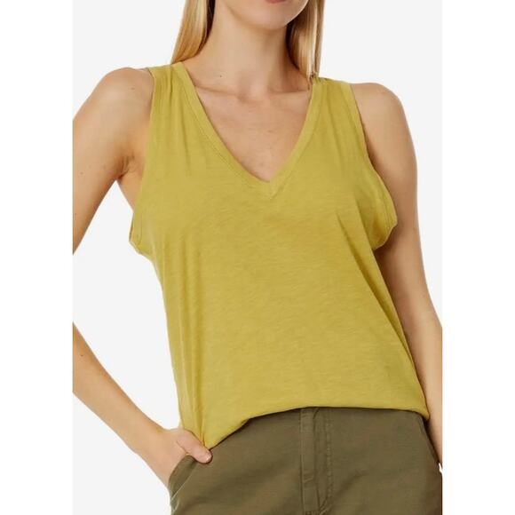 Madewell Gilded Olive Whisper Cotton V-neck Tank XS NWT - Picture 1 of 8
